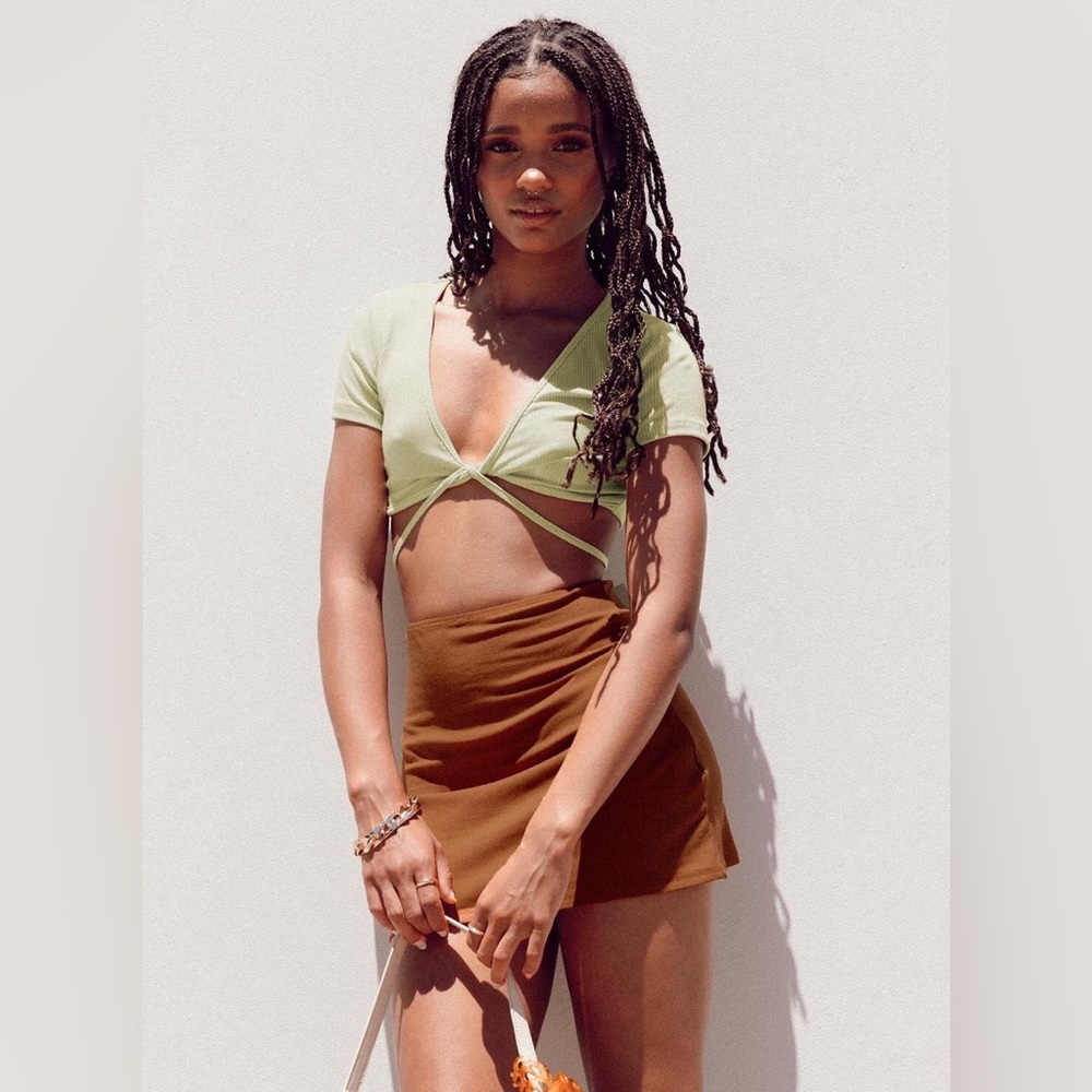 HOLLIE MINI SKIRT BROWN